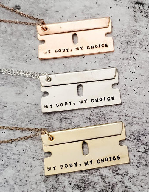 Load image into Gallery viewer, My Body My Choice Razor Blade Necklace by Salt and Sparkle
