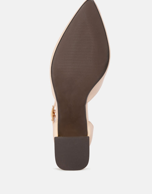 Load image into Gallery viewer, myla faux leather metallic sling heeled sandals by London Rag
