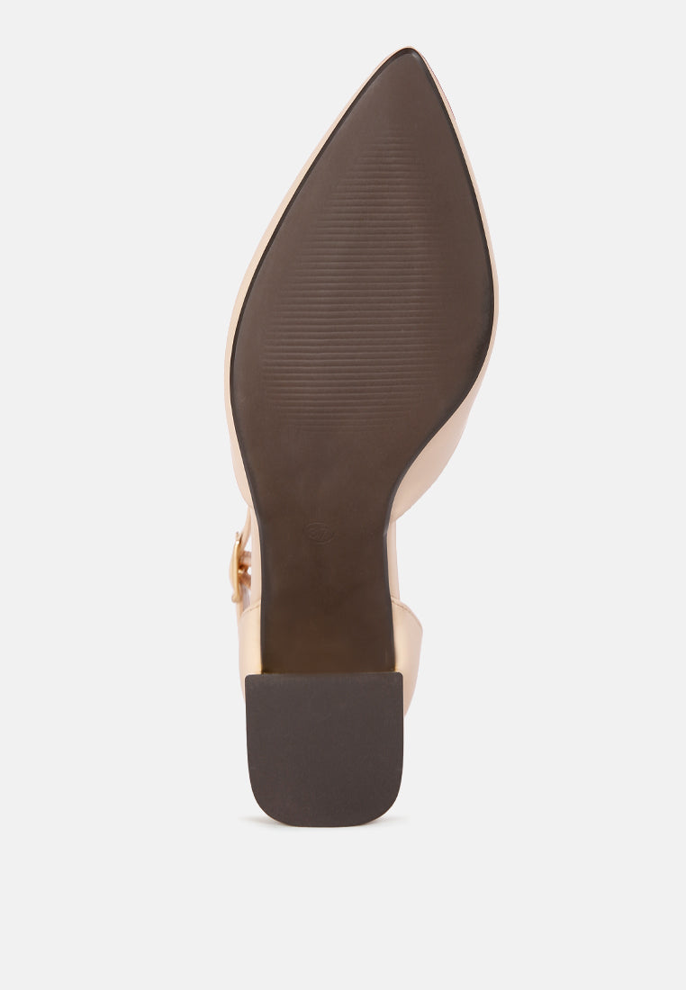 myla faux leather metallic sling heeled sandals by London Rag