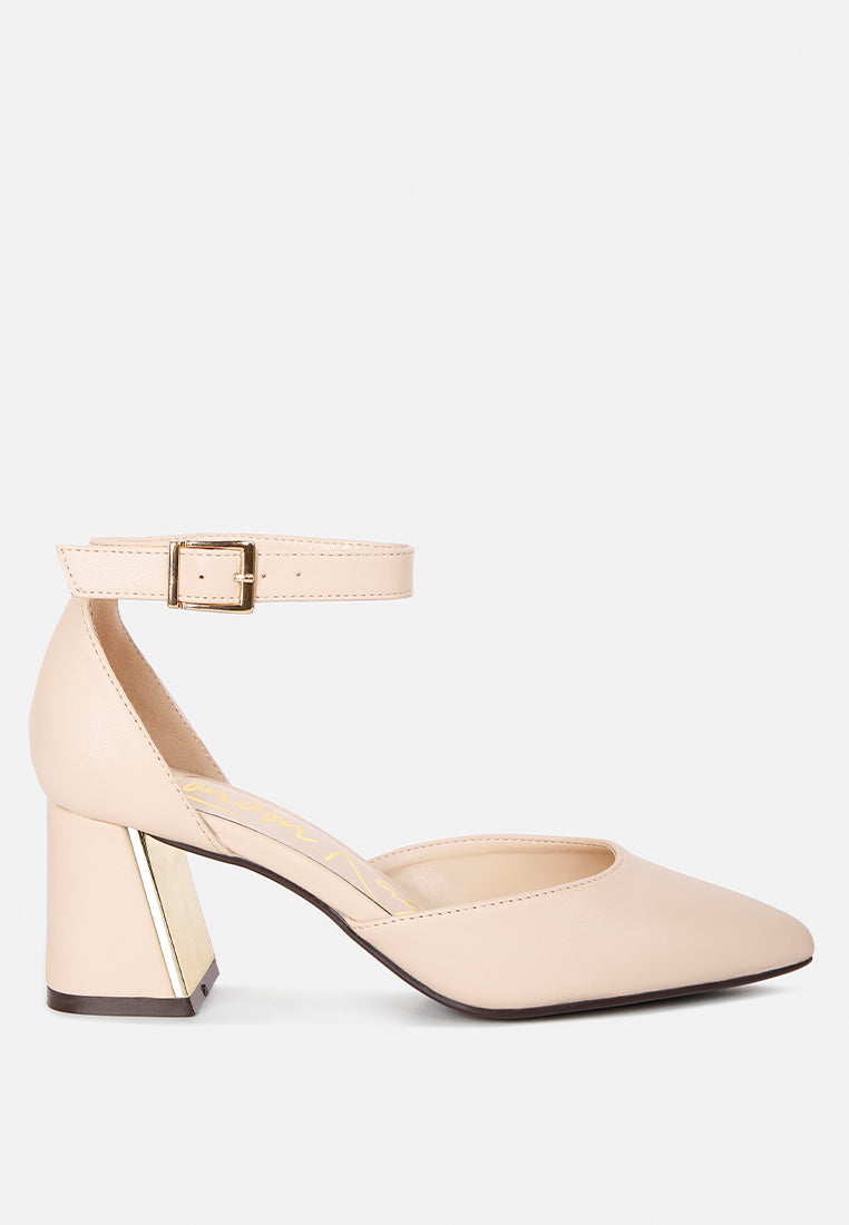 myla faux leather metallic sling heeled sandals by London Rag