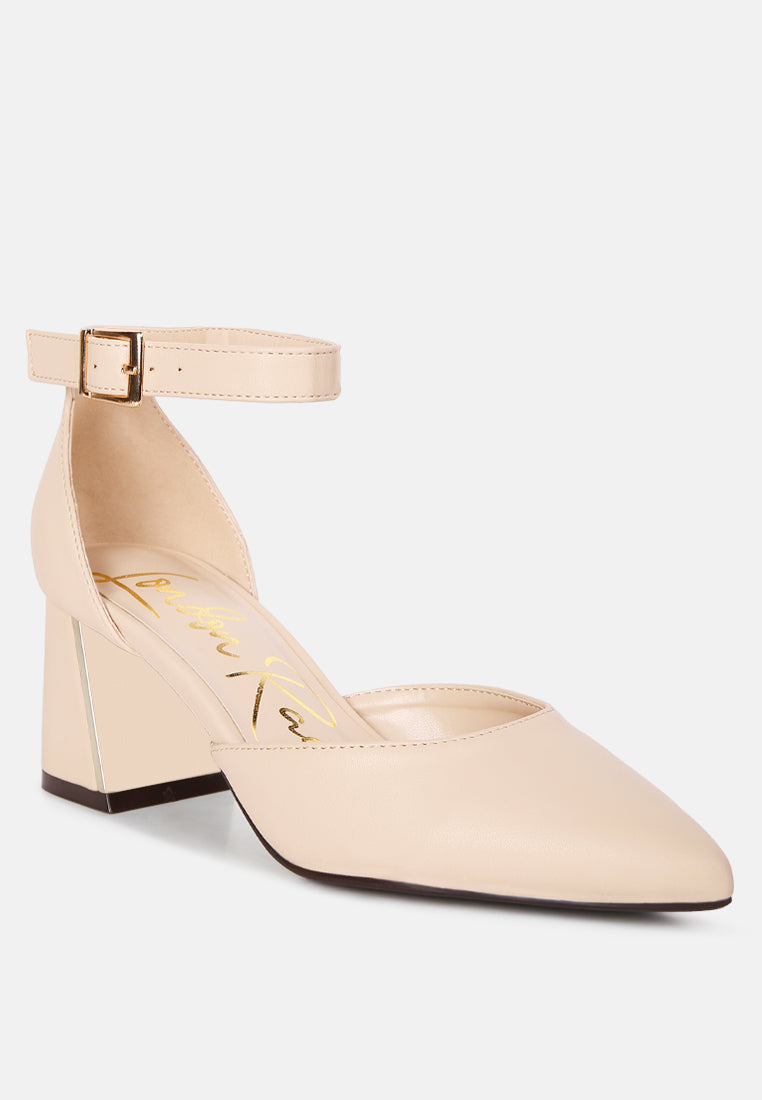 myla faux leather metallic sling heeled sandals by London Rag
