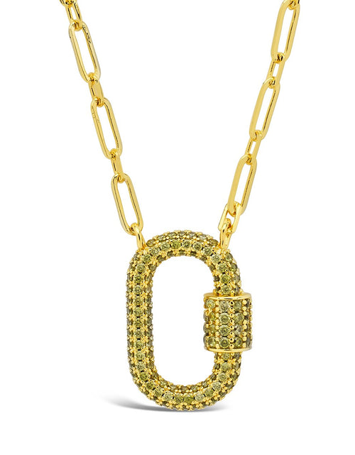 Load image into Gallery viewer, Pave CZ Carabiner Lock Necklace by Sterling Forever
