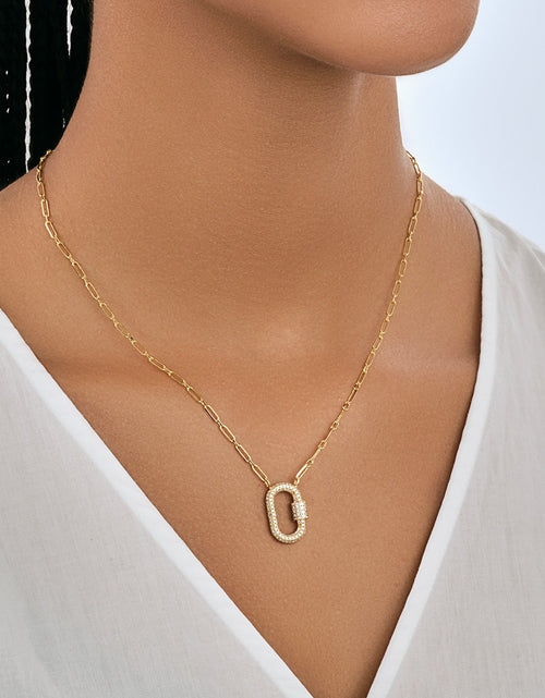 Load image into Gallery viewer, Pave CZ Carabiner Lock Necklace by Sterling Forever
