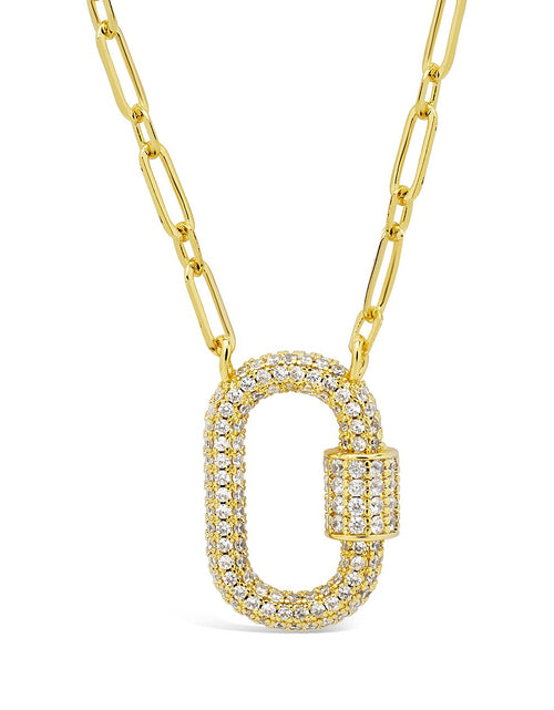Load image into Gallery viewer, Pave CZ Carabiner Lock Necklace by Sterling Forever
