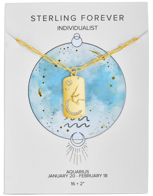 Load image into Gallery viewer, CZ Constellation Dog Tag Pendant Necklace by Sterling Forever
