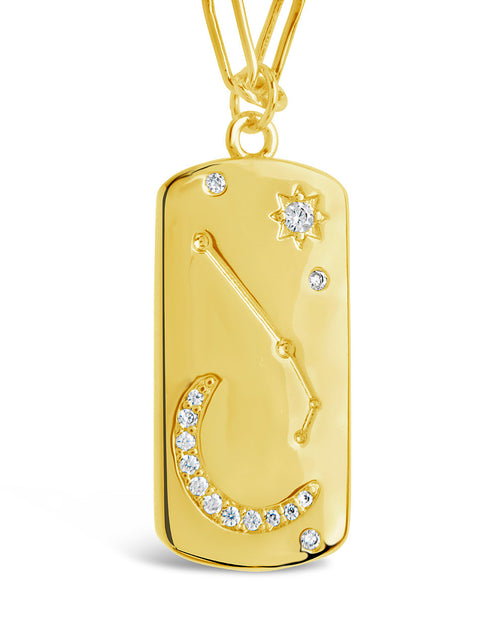 Load image into Gallery viewer, CZ Constellation Dog Tag Pendant Necklace by Sterling Forever
