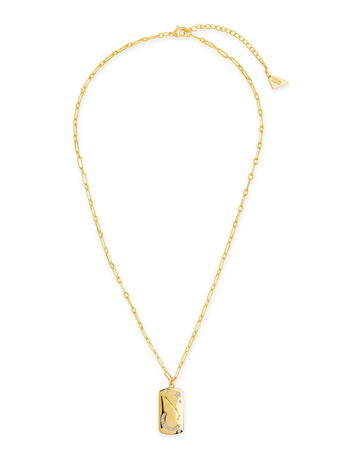Load image into Gallery viewer, CZ Constellation Dog Tag Pendant Necklace by Sterling Forever
