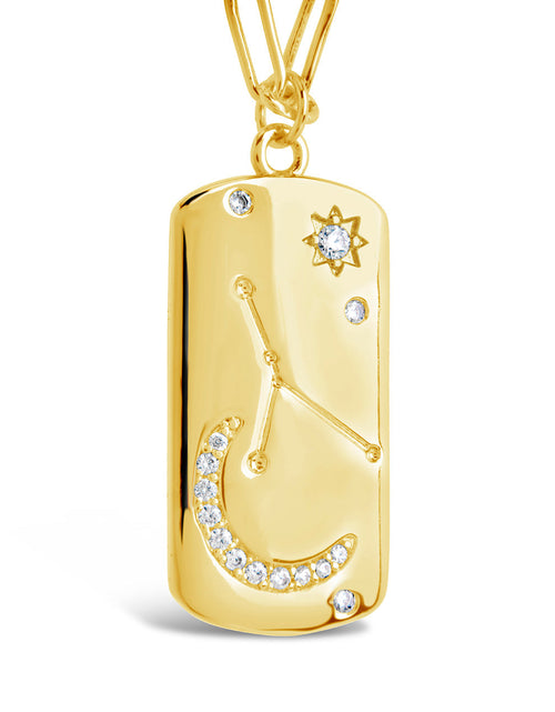 Load image into Gallery viewer, CZ Constellation Dog Tag Pendant Necklace by Sterling Forever
