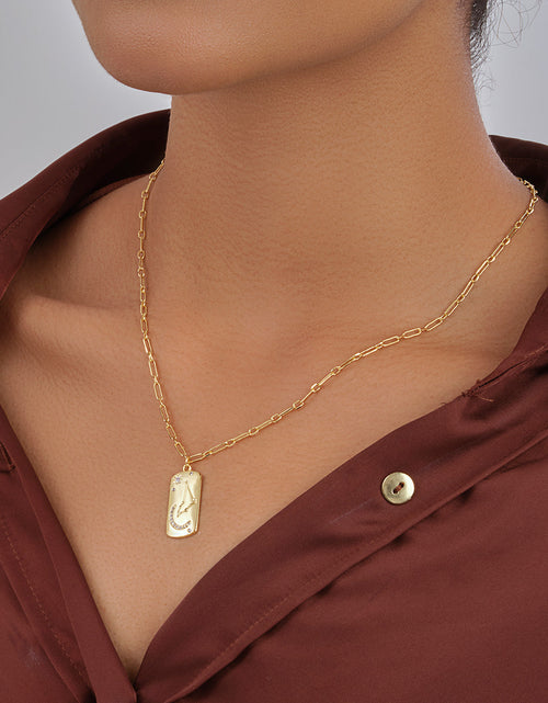Load image into Gallery viewer, CZ Constellation Dog Tag Pendant Necklace by Sterling Forever
