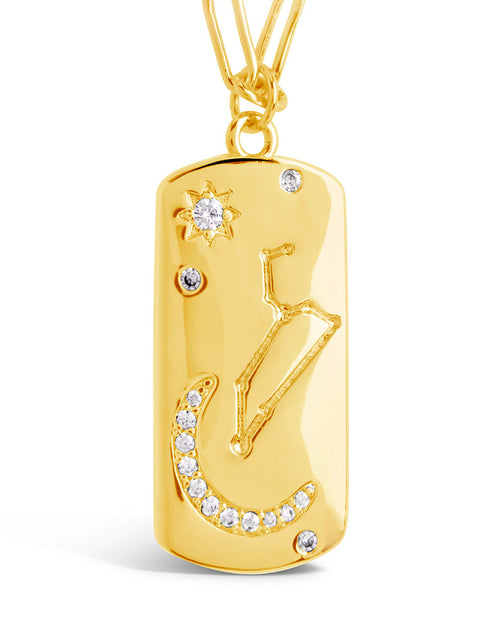 Load image into Gallery viewer, CZ Constellation Dog Tag Pendant Necklace by Sterling Forever
