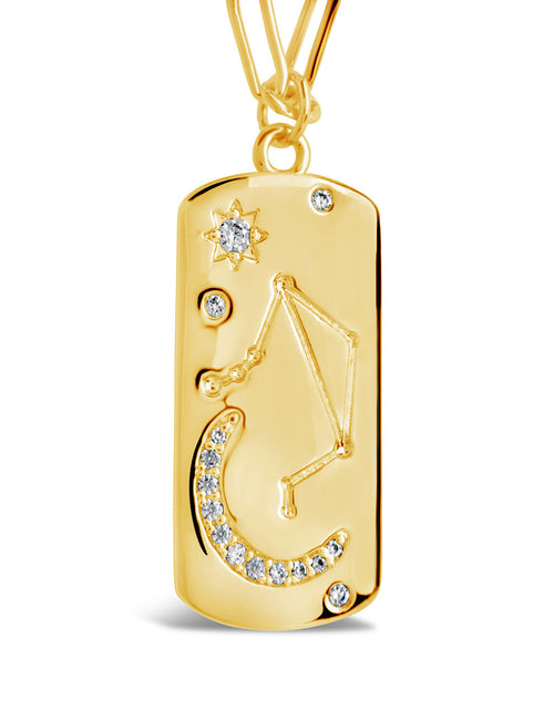 Load image into Gallery viewer, CZ Constellation Dog Tag Pendant Necklace by Sterling Forever
