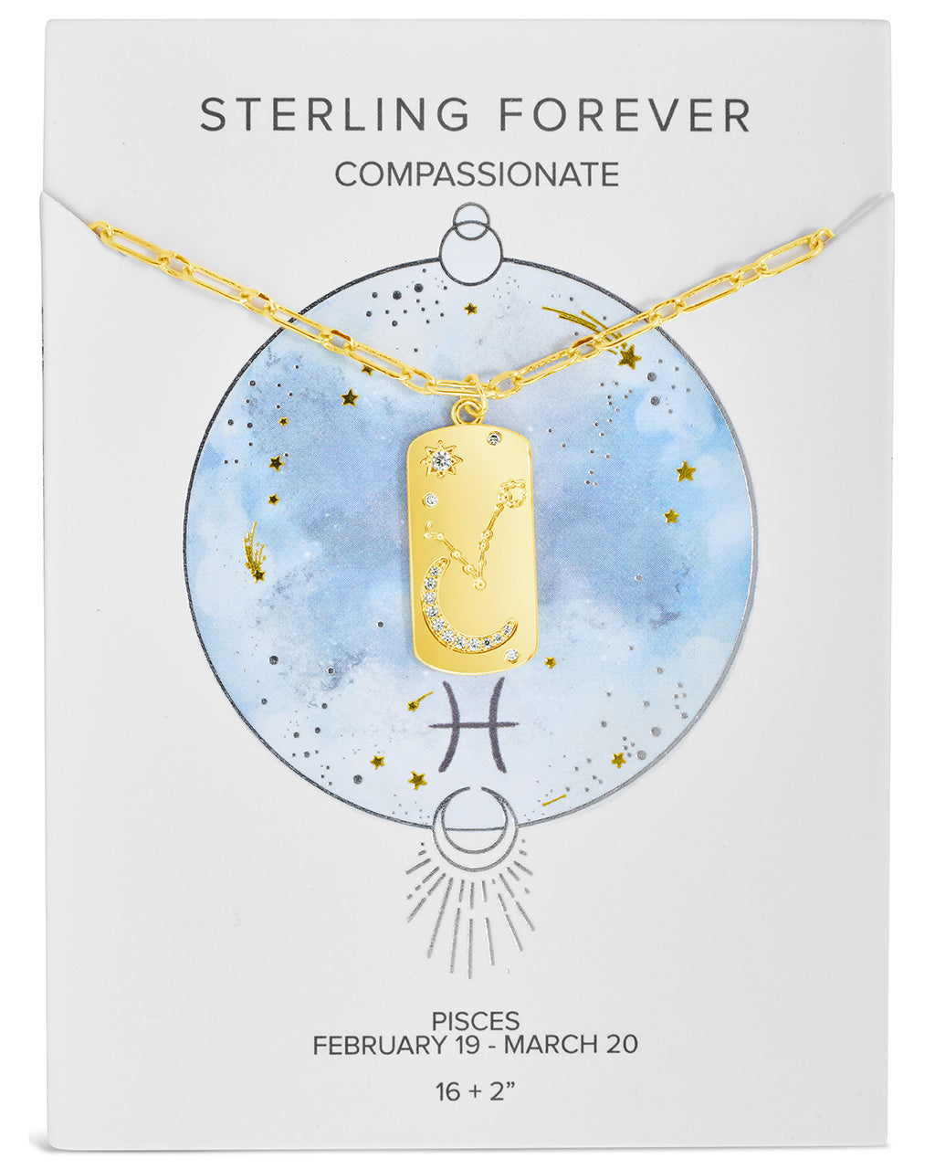 CZ Constellation Dog Tag Pendant Necklace by Sterling Forever