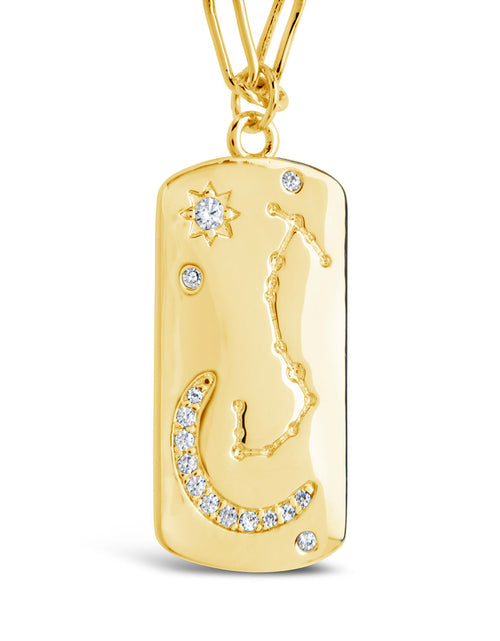 Load image into Gallery viewer, CZ Constellation Dog Tag Pendant Necklace by Sterling Forever

