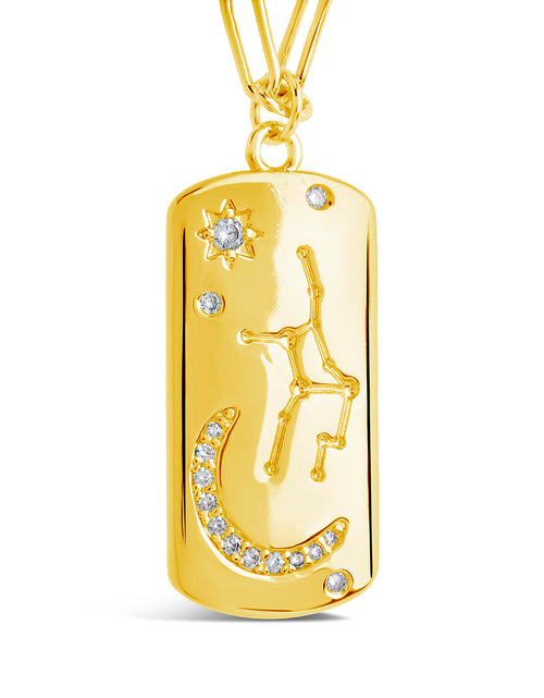 Load image into Gallery viewer, CZ Constellation Dog Tag Pendant Necklace by Sterling Forever
