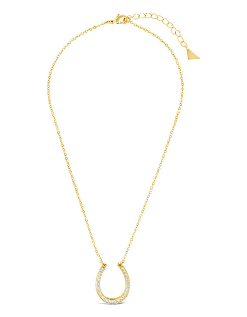 Load image into Gallery viewer, CZ Horseshoe Pendant Necklace by Sterling Forever
