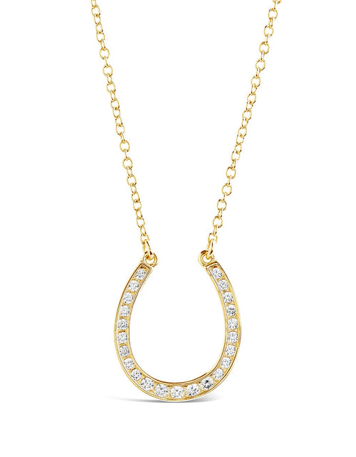 Load image into Gallery viewer, CZ Horseshoe Pendant Necklace by Sterling Forever

