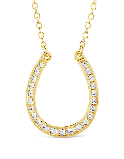 Load image into Gallery viewer, CZ Horseshoe Pendant Necklace by Sterling Forever
