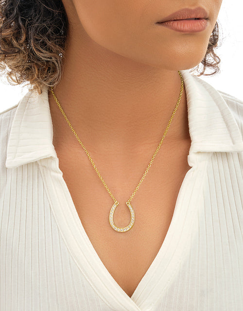 Load image into Gallery viewer, CZ Horseshoe Pendant Necklace by Sterling Forever
