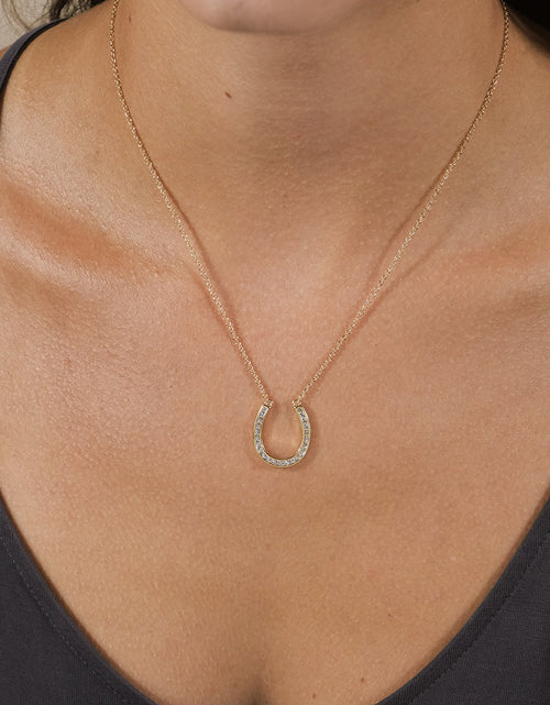 Load image into Gallery viewer, CZ Horseshoe Pendant Necklace by Sterling Forever
