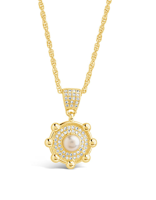 Load image into Gallery viewer, Etta CZ &amp; Pearl Pendant Necklace by Sterling Forever
