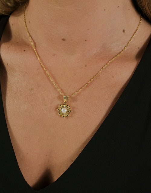 Load image into Gallery viewer, Etta CZ &amp; Pearl Pendant Necklace by Sterling Forever
