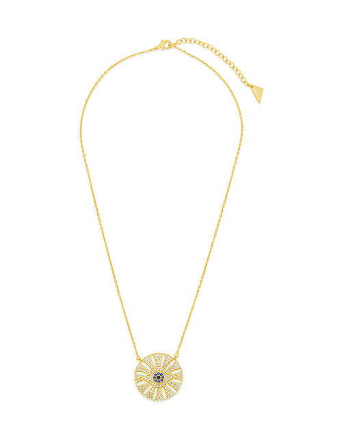 Load image into Gallery viewer, CZ Evil Eye &amp; Enamel Petal Pendant Necklace by Sterling Forever

