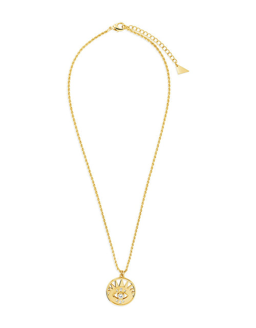 Load image into Gallery viewer, Mahana CZ Evil Eye Disk Necklace by Sterling Forever
