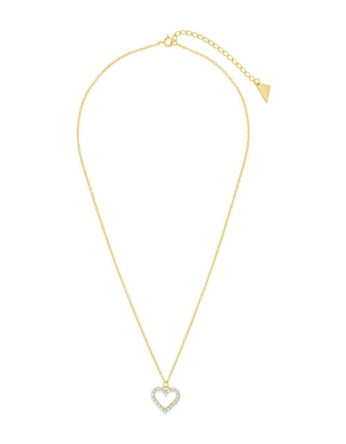 Load image into Gallery viewer, Sterling Silver Cubic Zirconia Outline Heart Pendant Necklace by Sterling Forever
