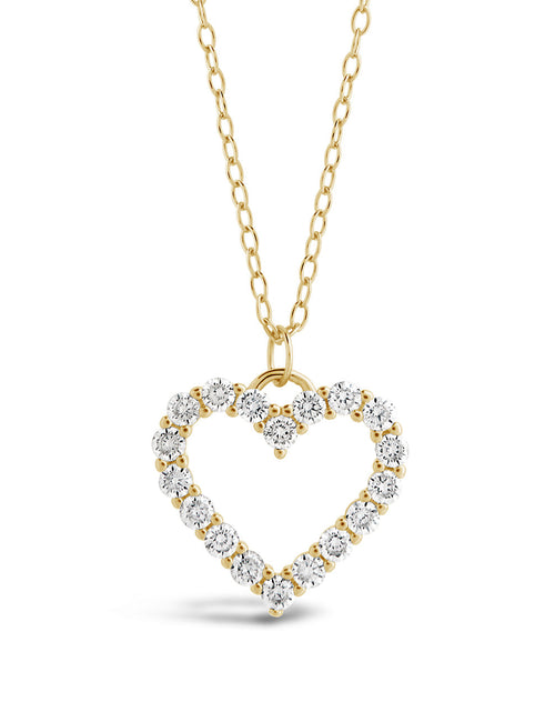 Load image into Gallery viewer, Sterling Silver Cubic Zirconia Outline Heart Pendant Necklace by Sterling Forever
