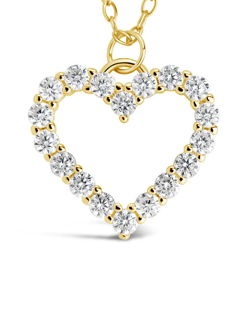 Load image into Gallery viewer, Sterling Silver Cubic Zirconia Outline Heart Pendant Necklace by Sterling Forever
