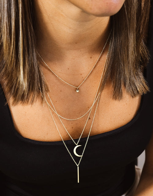 Load image into Gallery viewer, Crescent &amp; Bar Multi Layer Necklace by Sterling Forever
