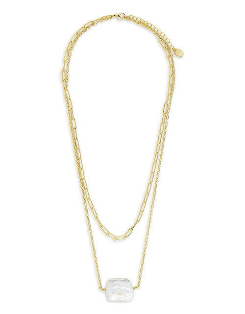 Load image into Gallery viewer, Chain Link and Pearl Layered Necklace by Sterling Forever

