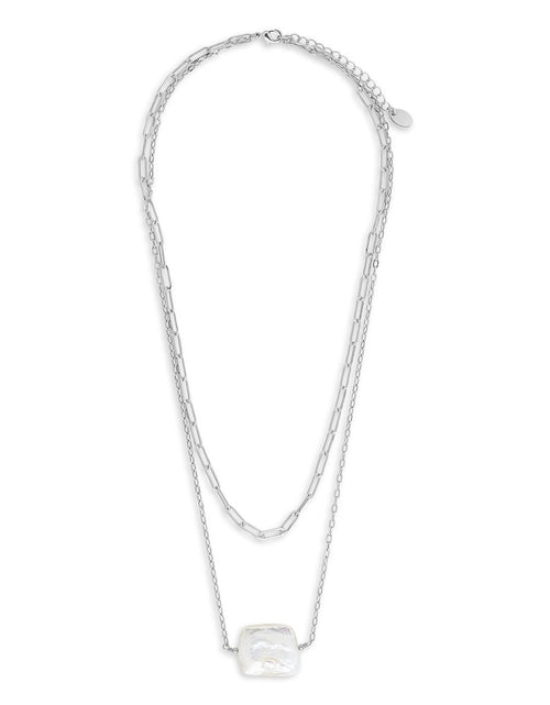 Load image into Gallery viewer, Chain Link and Pearl Layered Necklace by Sterling Forever
