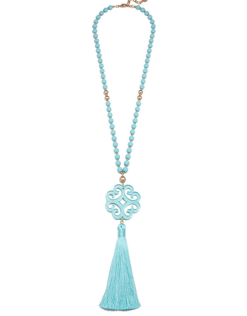 Load image into Gallery viewer, Jade Pendant Tassel Necklace by ZENZII
