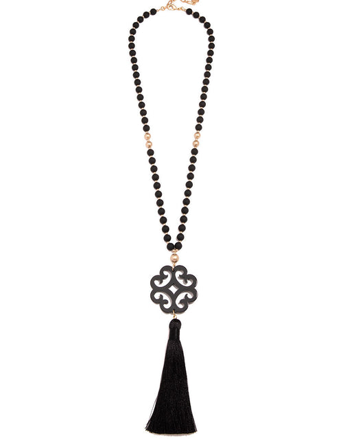 Load image into Gallery viewer, Jade Pendant Tassel Necklace by ZENZII
