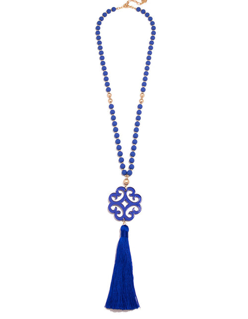 Load image into Gallery viewer, Jade Pendant Tassel Necklace by ZENZII
