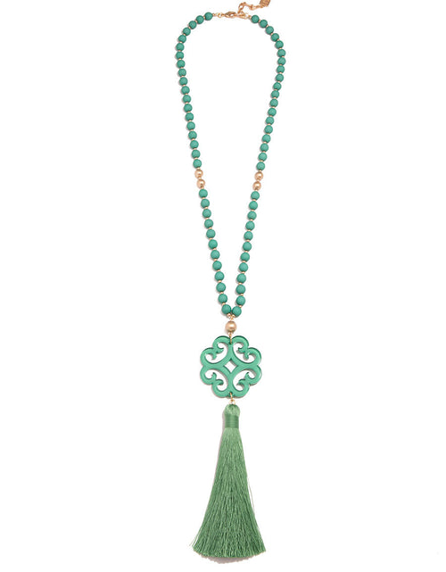 Load image into Gallery viewer, Jade Pendant Tassel Necklace by ZENZII
