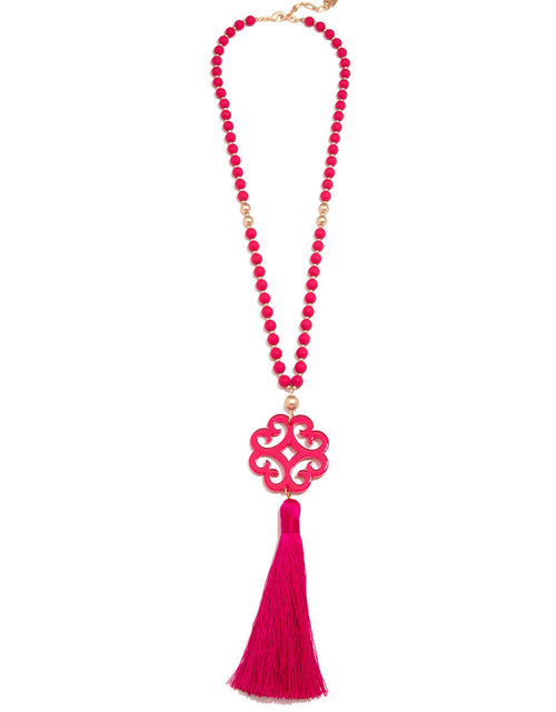 Load image into Gallery viewer, Jade Pendant Tassel Necklace by ZENZII
