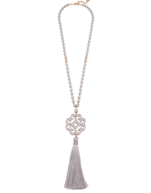 Load image into Gallery viewer, Jade Pendant Tassel Necklace by ZENZII
