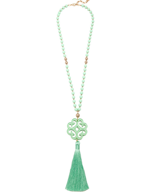 Load image into Gallery viewer, Jade Pendant Tassel Necklace by ZENZII
