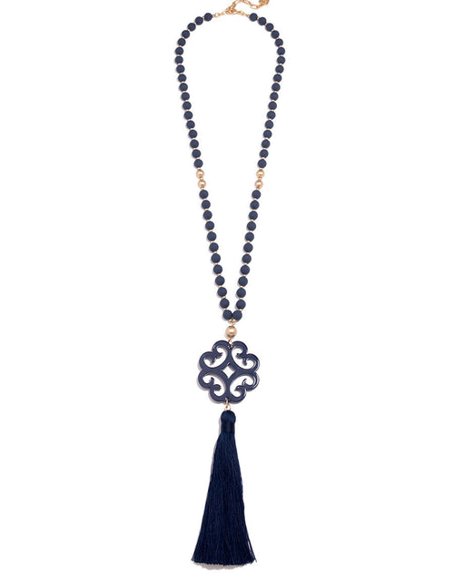 Load image into Gallery viewer, Jade Pendant Tassel Necklace by ZENZII
