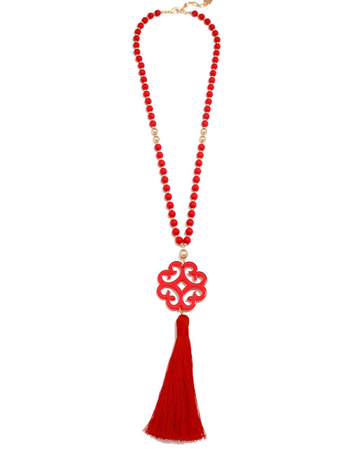 Load image into Gallery viewer, Jade Pendant Tassel Necklace by ZENZII
