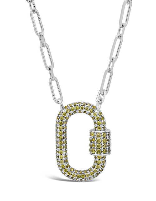 Load image into Gallery viewer, Pave CZ Carabiner Lock Necklace by Sterling Forever
