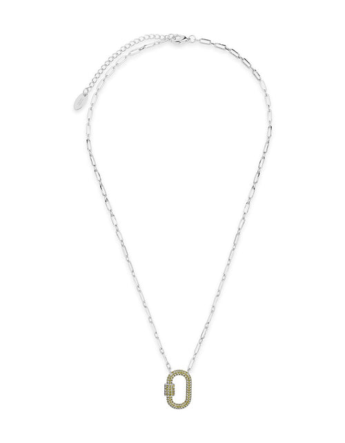 Load image into Gallery viewer, Pave CZ Carabiner Lock Necklace by Sterling Forever
