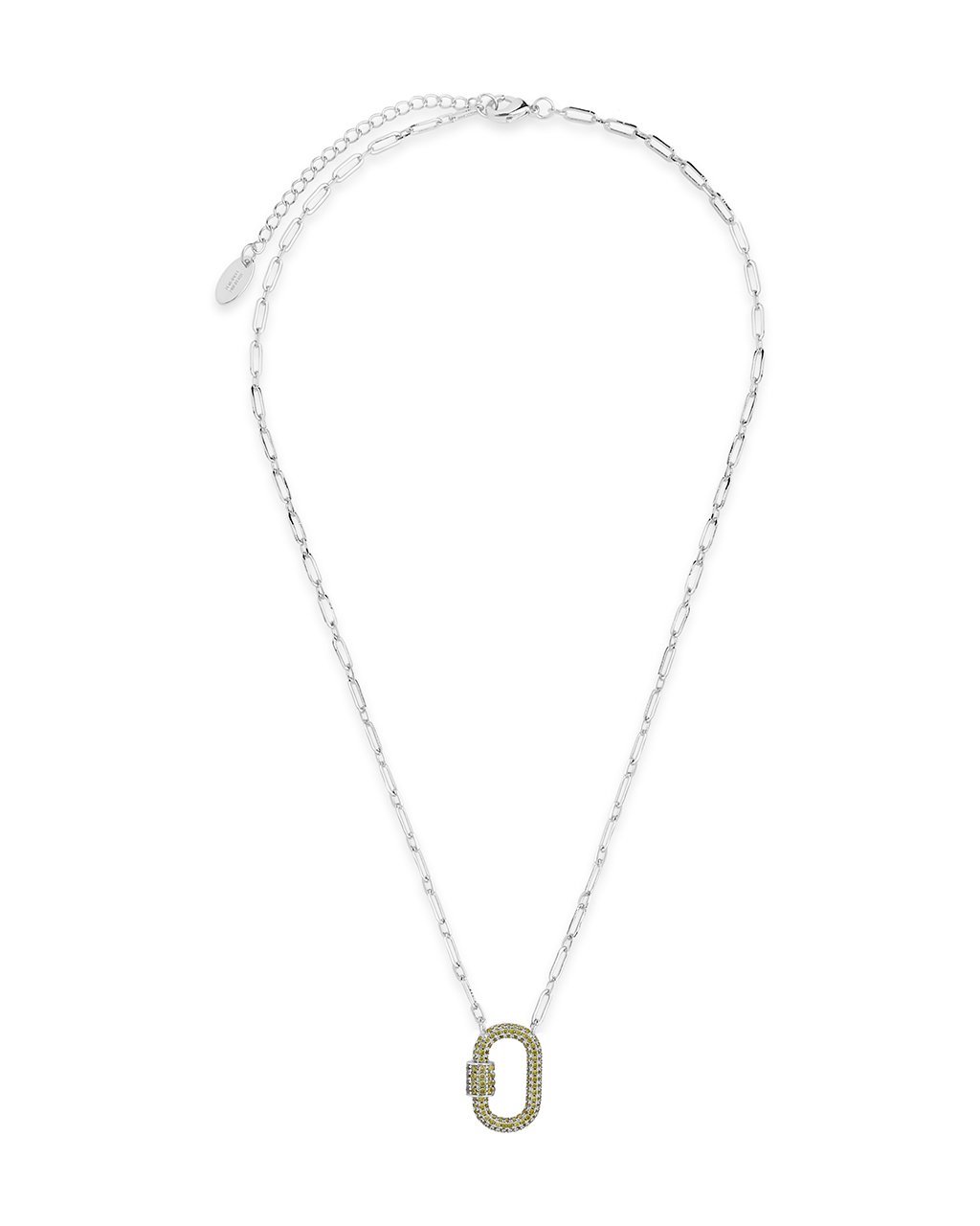 Pave CZ Carabiner Lock Necklace by Sterling Forever