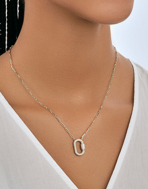Load image into Gallery viewer, Pave CZ Carabiner Lock Necklace by Sterling Forever
