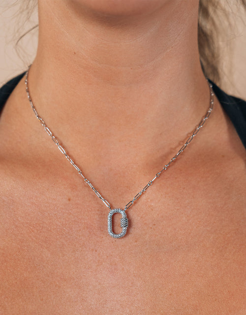 Load image into Gallery viewer, Pave CZ Carabiner Lock Necklace by Sterling Forever
