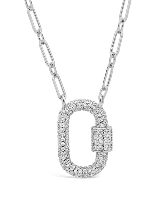 Load image into Gallery viewer, Pave CZ Carabiner Lock Necklace by Sterling Forever
