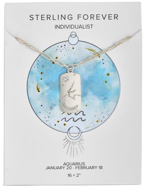 Load image into Gallery viewer, CZ Constellation Dog Tag Pendant Necklace by Sterling Forever
