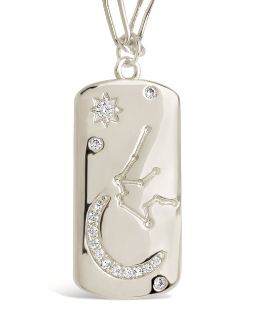 Load image into Gallery viewer, CZ Constellation Dog Tag Pendant Necklace by Sterling Forever
